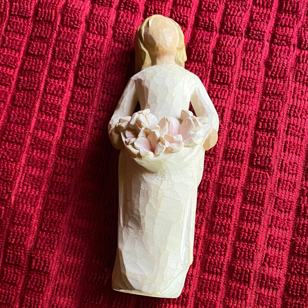 Willow Tree angel of spring Cream Figurine with Pink Floral Accent